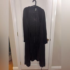 Ingrid Munt Barcelona 100% Black Linen Cardigan with Knit Sleeves Size XL